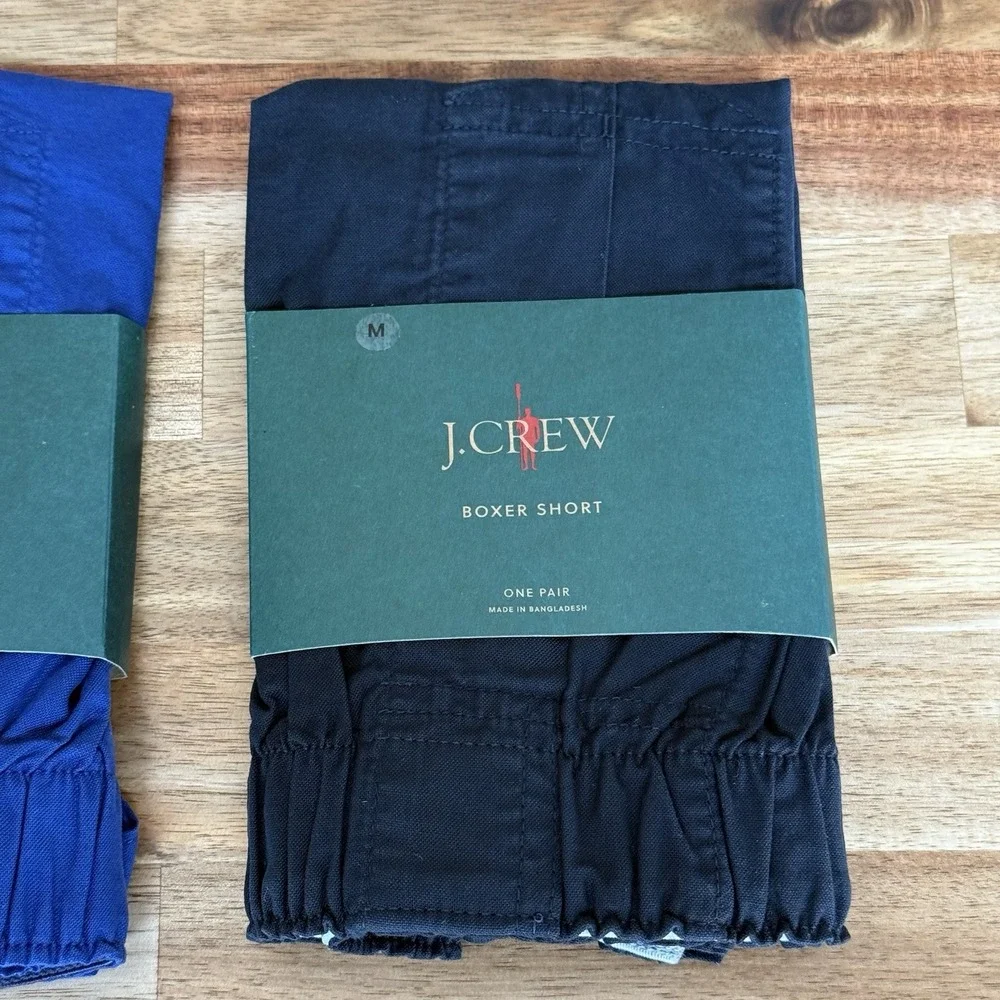 NWT Lot of 2 J Crew Broken In Boxers Mens M Underwear Navy Black Organic Cotton